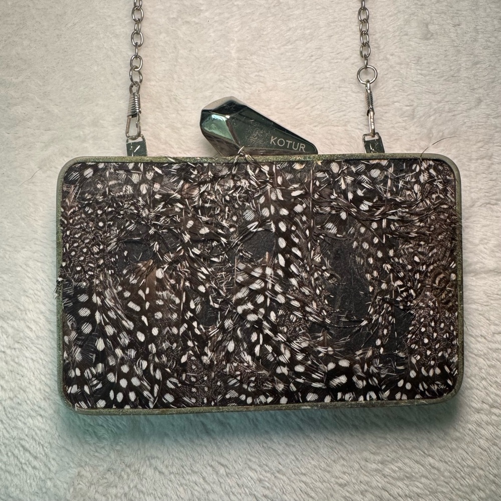 Vintage Kotur Peacock and Snakeskin Evening Clutch Crossbody Bag